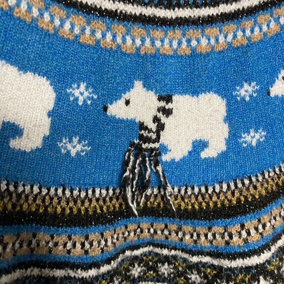 Holiday Time Womens 2X Fair Isle Polar Bears Metallic Tunic Crew Neck Sweater - Picture 3 of 9